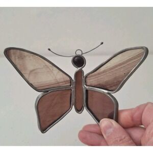 Butterfly Stained Glass Sun Catcher Hand-Forged Handmade Glass and Metal 5.5"